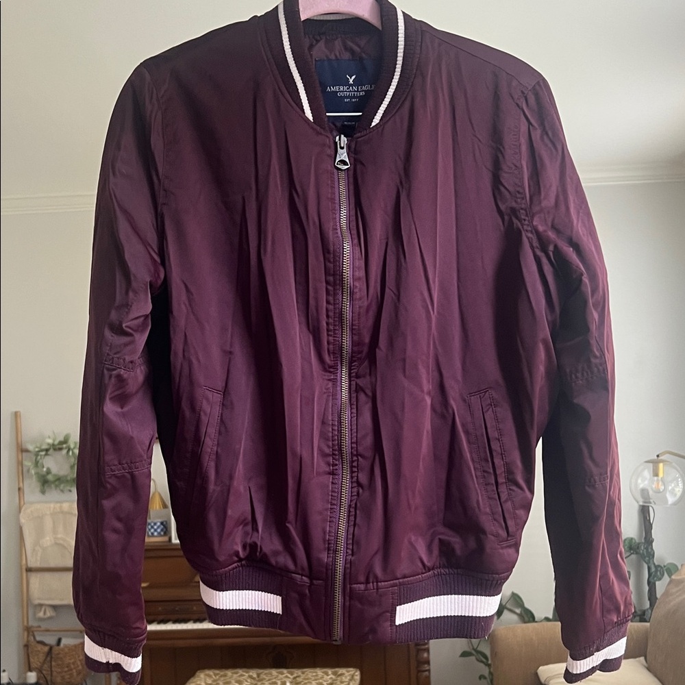 American Eagle Outfitters women Burgundy Bomber Jacket